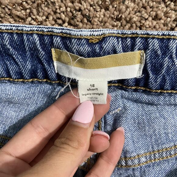 Goldie Jeans Womens 18 Short Blue Legacy Straight Distressed High Rise Denim - Picture 4 of 9